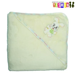 Пеленки для купания с уголком и вышивкой, 100х90 см. (велсофт) Пеленки для купания с уголком и вышивкой, 100х90 см. (велсофт)