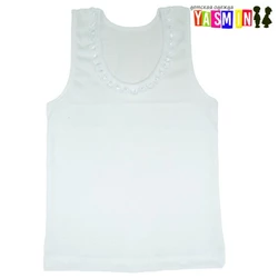 Майка для девочек с кружевом (кулир белый) Майка для девочек с кружевом (кулир белый)