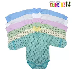 Боди-кофта для новорожденных с манжетом (интерлок в горошек) Боди-кофта для новорожденных с манжетом (интерлок в горошек)