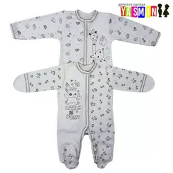Комбинезон для новорожденных "Жираф и пони" (интерлок набивной) Комбинезон для новорожденных "Жираф и пони" (интерлок набивной)