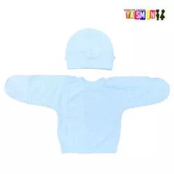 Распашонка для новорожденных на двух кнопках с шапочкой (кулир белый) Распашонка для новорожденных на двух кнопках с шапочкой (кулир белый)