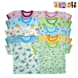 Футболка для новорожденных на кнопках, с коротким рукавом (кулир набивной) Футболка для новорожденных на кнопках, с коротким рукавом (кулир набивной)