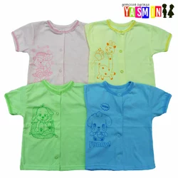 Кофта для новорожденных с коротким рукавом на кнопках (кулир) Кофта для новорожденных с коротким рукавом на кнопках (кулир)