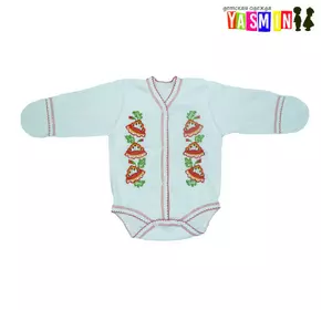 Боди-вышиванка для новорожденных девочек, на кнопках (интерлок) Боди-вышиванка для новорожденных девочек, на кнопках (интерлок)
