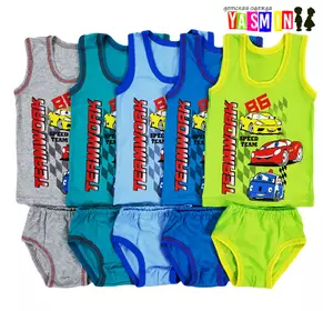 Майка и трусы для мальчиков "Тачки" (кулир) Майка и трусы для мальчиков "Тачки" (кулир)