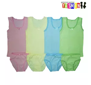 Комплект для девочек майка и трусы с ажурной резинкой (мультирип) Комплект для девочек майка и трусы с ажурной резинкой (мультирип)